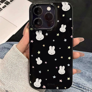 Ốp Lưng IPhone 16 13 15 11 17 12 14 Pro Max 7 8Plus XR X XS Max Họa Tiết Nghệ Thuật Thỏ Ngôi Sao Cặp Đôi Bìa Bóng Mịn