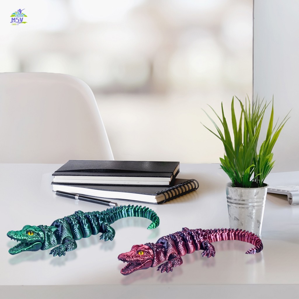 Đồ chơi cá sấu khớp nối in 3D - Trang trí bàn làm việc bò sát linh hoạt cho văn phòng tại nhà