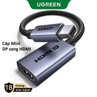 Cáp Mini DP sang HDMI 0.2m 4K @ 30Hz, Cáp chuyển đổi bện Nylon cho máy tính xách tay Màn hình PC Máy chiếu HDTV