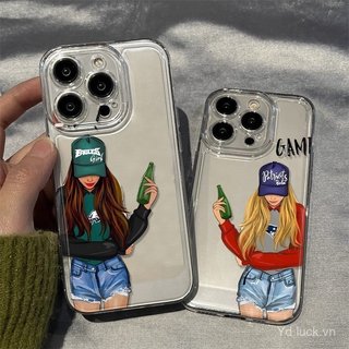 Ốp điện thoại trong suốt Happy Sisters Fun Girlfriends Thích hợp cho iPhone 17promax / 13pro / 16pro / 12 / 11pro / xs / 14plus Vỏ chống sốc