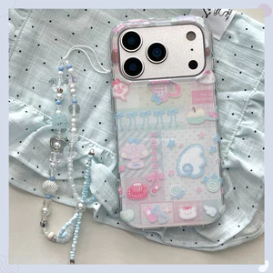 Ốp Điện Thoại Cho iPhone 17 Pro Max 16 15P Nữ Tính Tươi Kẻ Sọc Nơ Hoạt Hình Cánh Thiên Thần Mềm TPU Chống Trầy Xước Vỏ Chống Bụi Bẩn Chống Rơi Với Chuỗi Hạt Chống Mất