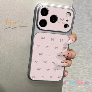 Ốp Lưng Cho IPhone 15 17 16 11 13 14 12 Pro Max 16 7 15 14 8 Plus Bìa giả da họa tiết vải thiều Sweet Bow
