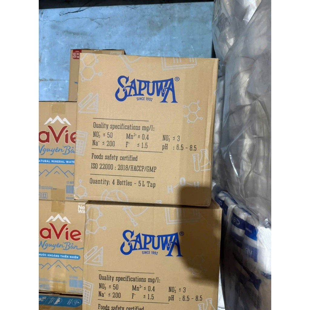 Thùng 4 Bình Nước tinh khiết SAPUWA 5L
