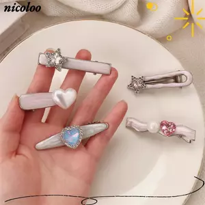 Kẹp Tóc NICOLOO Bé Gái, Sweet Galaxy Pink Cool Shiny Kẹp Tóc Trẻ Em, Thời Trang Hình Trái Tim Kim Cương Giả Ngôi Sao Pentagram Barrettes Phụ Kiện Tóc Nữ