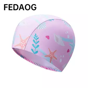 Mũ Bơi FEDAOG, Mũ Bơi In Hình Hoạt Hình Polyester, Thoải Mái Độ Đàn Hồi Cao Chống Thấm Nước Trẻ Em Mũ Bơi Bé Gái