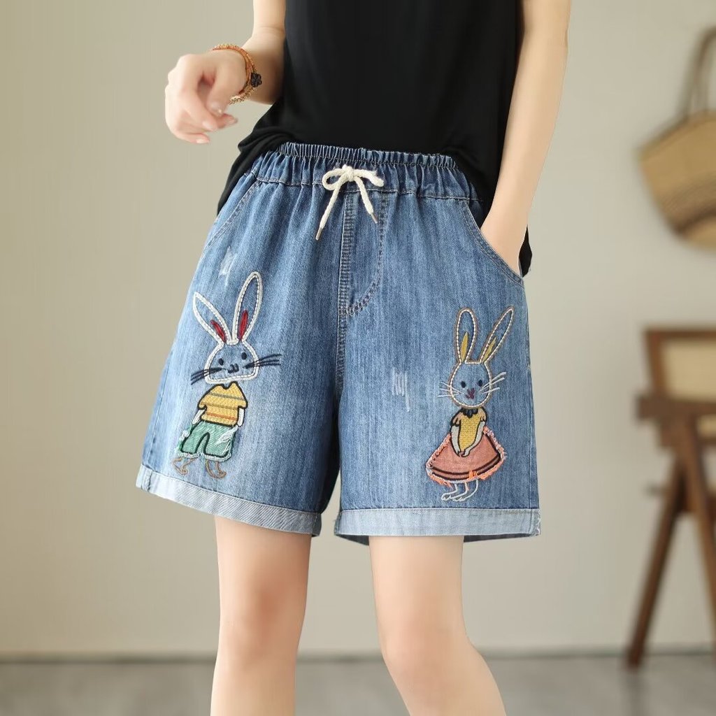 [Hàng có sẵn] Quần short denim nữ dáng rộng, ống rộng, chất lượng cao 2026, cỡ lớn, dành cho sinh viên mùa hè