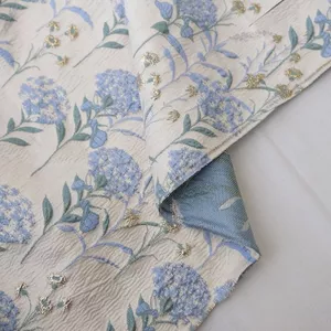 Gió Xanh Ba Chiều Hydrangea Bóng Thổ Cẩm Jacquard Hỗn Hợp Lụa Sáng DIY Handmade Túi Sườn Xám Vải Vải 5