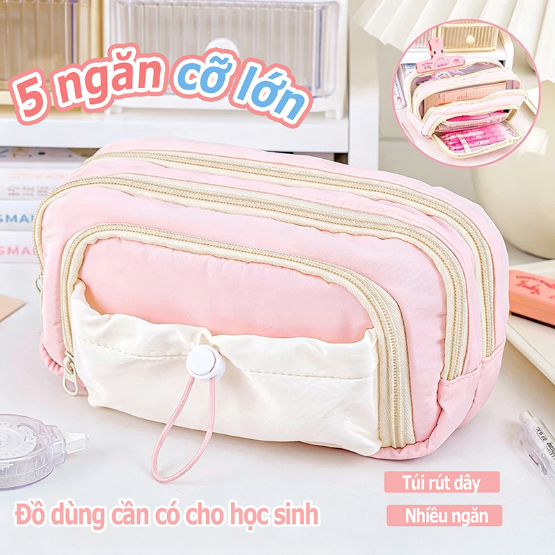 Túi đựng bút cho bé gái học sinh bằng vải cute hộp bút dễ thương nhiều ngăn bút chì văn phòng