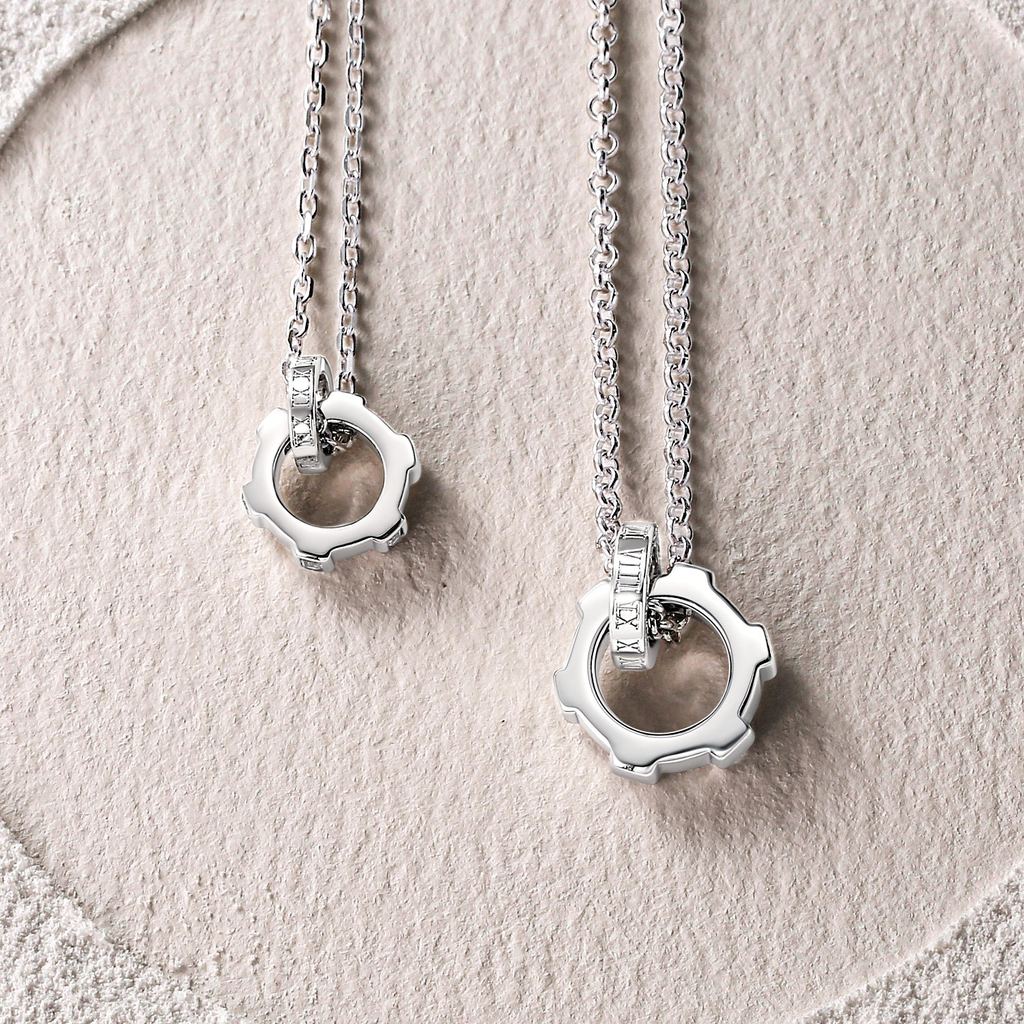 FANCIME "Khóa thời gian vô hạn" Cặp đôi hứa hẹn Dây chuyền bạc Sterling
