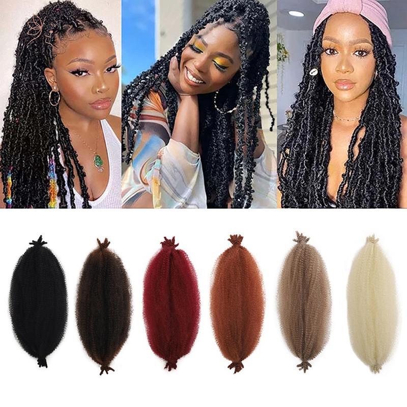 HNKMP 16 Inch Kinky Twist Marley Bện Móc Tóc Tổng Hợp Pre-Separated Springy Afro Twist Tóc Cho Bướm Locs Bím Tóc.