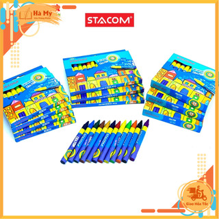 Bút Sáp 12/16/24 Màu Stacom Wax Crayon Cho Bé Tập Tô – Màu Đẹp, An Toàn, Dễ Tô