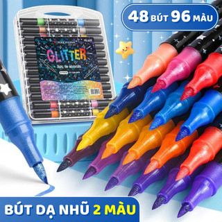 Bút dạ màu acrylic marker 2 đầu 48/96 màu an toàn cho bé học tập người lớn sáng tạo nghệ thuật