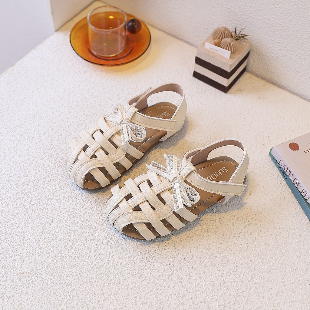 Giày sandal trẻ em đan lưới nơ voan, đế mềm êm chân, chống trượt, dễ mang cho bé đi chơi hoặc đi học