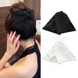 Retro Hepburn Phong Cách Chấm Bi Tam Giác Vải Vuốt Tóc Kẹp Thời Trang Lớn Chống Trơn Trượt Phụ Kiện Tóc Cho Nữ Hàng Ngày