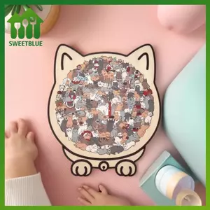 SWEET 135 Mảnh Morandi Màu Mèo Ghép Hình Bằng Gỗ Hình Mèo Không Đều Hình Mèo Miếng Động Vật Để Trang Trí Nhà & Trò Chơi Tiệc Quà Tặng n