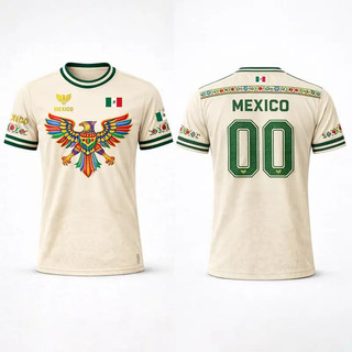 Mexico Retro In Áo Thể Thao Cờ Mexico Đồ Họa Thời Trang Áo Thun Bóng Đá Mùa Hè Unisex Thoáng Khí Nhanh Khô Áo Thường Ngày