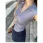 Cổ áo Polo mùa hè kiểu Mỹ Pure Desire Họa tiết sọc Áo sơ mi nhỏ không tay + Tay ngắn Slim-fit Slimmer Look Short Top