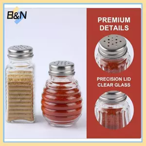 Bình muối thủy tinh trong suốt B & N có nắp 2 chai gia vị nhà bếp cho bộ hộp đựng gia vị kín hơi tiêu.