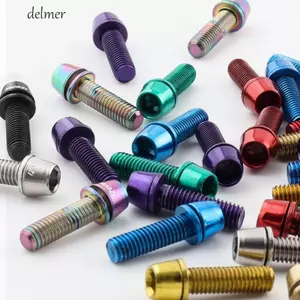 DELMER 6 Cái / bộ Tay Cầm Xe Đạp Trong Bu Lông, Vít Tay Lái Xe Đạp Mạ Titan, Bu Lông Thân Xe Đạp Sửa Bu Lông Nhiều Màu Sắc M5 * 17MM Vít Thân Xe Đạp Gấp