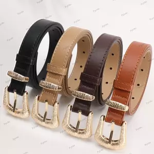 Thắt lưng PYCOU, Thắt lưng khóa chốt bằng da PU, Thắt lưng nữ đơn giản phong cách Punk Vintage Mặc hàng ngày