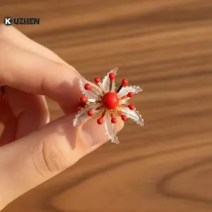 KUZHEN Retro Men Hoa Mở Vòng Bohemian Thời Trang Có Thể Điều Chỉnh Sơn Hoa Phong Cách Vintage Cho Nữ Sử Dụng Hàng Ngày HOT