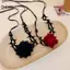 KUZHEN Gothic Gai Đỏ Hoa Hồng Choker Nelace Retro Hoa Có Thể Điều Chỉnh Dây Cổ Nelace Cho Halloween Cosplay Đảng Phụ Kiện HOT