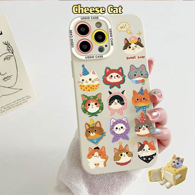 Ốp điện thoại mèo trùm đầu dễ thương cho iPhone 17 Pro 13 14 15 Plus 11 12 16 Pro Max XR Xs Max 7Plus 6 8 SE