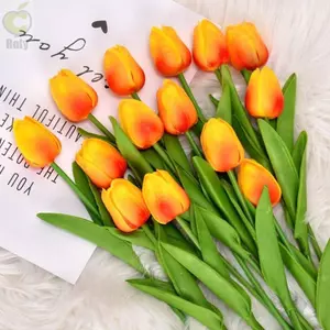 ROLY 10 Chiếc Bó Hoa Tulip, Hoa Tulip Nhân Tạo Chống Phai Màu Nhánh Dài, Cảm Ứng Thật Như Thật Hoa Tulip Nhân Tạo Hoa Giả Cưới