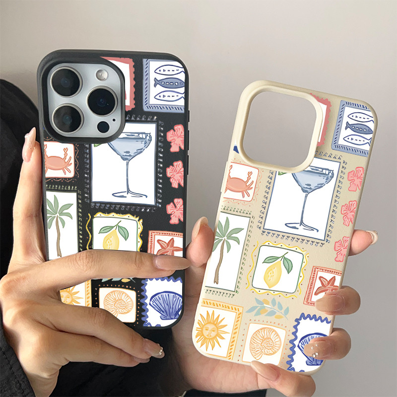 Ốp lưng cho iPhone 17 16 Pro Max 15 14 13 12 11 Ốp lưng điện thoại Summer Stamp