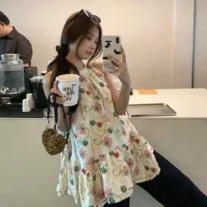 Size lớn Fat MM Dây mùa hè cổ hoa không đều Top kỳ nghỉ hè Slimer Look All-Match Áo thun không tay nữ