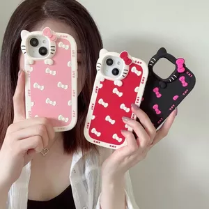 Ống kính mèo KT dễ thương toàn màn hình nơ iPhone17 Apple 15 Thích hợp cho vỏ điện thoại 14 / 13Promax