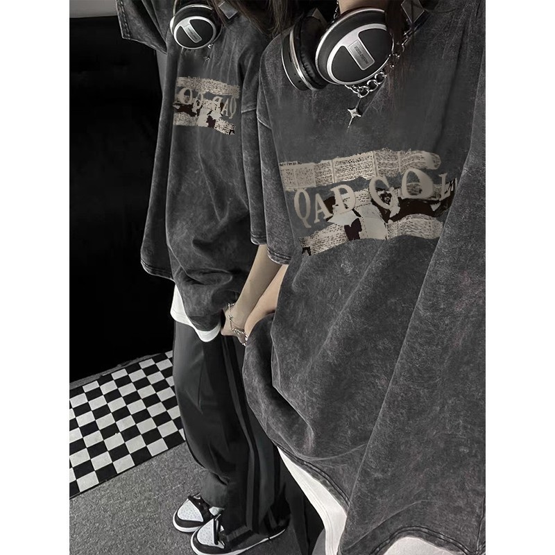 （Giao hàng 24h）Angela Áo thun wash nam nữ local brand unisex áo phông form rộng mùa hè cao cấp ngầu Y0515
