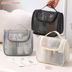 Túi vệ sinh FAVORITEGOODS, Túi lưu trữ dung lượng lớn trong suốt, Túi đựng mỹ phẩm cầm tay 2024 ngoài trời