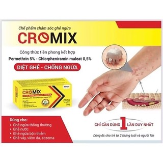Kem bôi ghẻ CROMIX 20g – Permethrin 5% diệt ghẻ, giảm ngứa nhanh, trị ghẻ nước/ghẻ ngứa, dùng cho trẻ em & người lớn