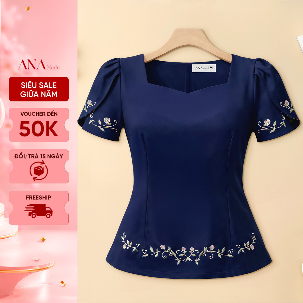 Áo Kiểu Sang Trọng Trung Niên ANA Mode Chất Liệu Cotton Lạnh Quý Phái Đi Tiệc Quà Tặng Mẹ AK25CHI11