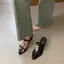 TT Phong Cách Hàn Quốc Kim Loại Trang Trí Flip-Flops Nữ Mùa Hè 2026 Phong Cách Mới Mũi Nhọn Dày Gót Mules Dép Dép