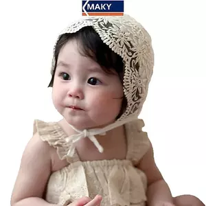MAKY Hoa Thêu Lưới Vải Ren Hoa Rỗng Mũ Công Chúa Bé Mũ Sơ Sinh Mũ Chụp Ảnh Sinh Nhật Chống Đỡ VN