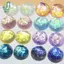 Hình học hiệu ứng sóng lấp lánh Hình dạng tròn Flatba Cabochon Hạt 10 chiếc để làm đồ trang sức DIY Đồ trang trí Thiết kế độc đáo