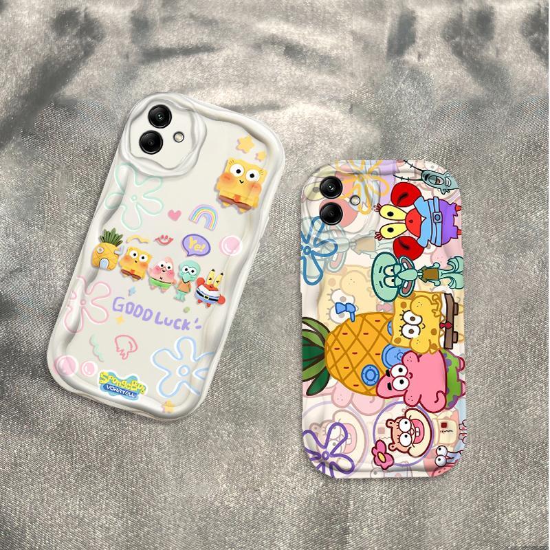 Thích hợp cho Samsung A04 A05 A06 4G 5G A07 3D Thẩm mỹ TPU mềm SpongeBob SquarePants Vỏ điện thoại chống sốc