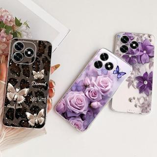 Jelly Bowknot Hoa Bướm Patten Dành Cho Honor X5C 4G Ốp Lưng Honor X5C Plus Trong Suốt Mềm TPU Vỏ Điện Thoại Silicon