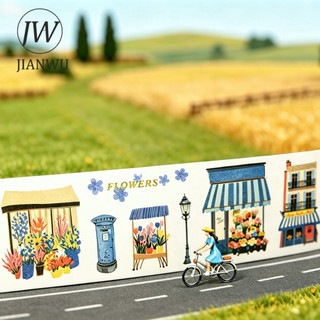 JIANWU 50mm * 200cm Vintage Biển Phố Nhà Vật Liệu Phong Cảnh Cắt Băng Thêu Sò Washi Sáng Tạo DIY Tạp Chí Văn Phòng Phẩm