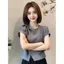 Thiết kế kích thước lớn Áo sơ mi ngắn tay không đều dành cho nữ mùa hè béo mm Slimer Look Grey Top