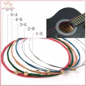 THÊM Một Bộ 6 Dây Màu Sắc Cầu Vồng Nhiều Màu Sắc Cho Đàn Guitar Acoustic Phụ Kiện BSS