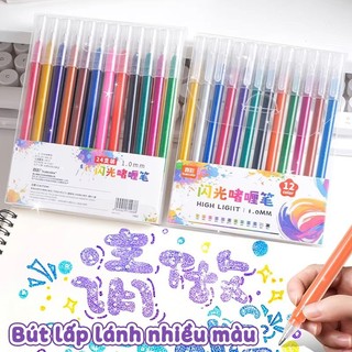 Bút nhũ gel highlight lấp lánh kim tuyến set 60 màu cho bé học tập vẽ tô màu sáng tạo giá tốt xinh