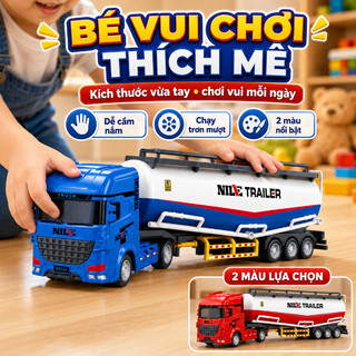 Bộ xe công trình quán tính – Mô phỏng xe ben, xe trộn, xe bồn – Chi tiết chân thực – Đồ chơi giáo dục sớm cho bé trai
