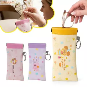 Túi đựng kính râm OUSXA, Túi đựng kính đọc sách mềm bằng da PU, Phim hoạt hình chống nước dễ thương Túi đựng kính mắt tự động đóng cửa cho nữ Cô gái