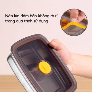 Hộp Đựng Thực Phẩm Inox Có Nắp Đậy JYoohome Khay Đựng Đồ Ăn Để Tủ Lạnh Ngăn Mùi Bảo Quản Rau Củ Thịt