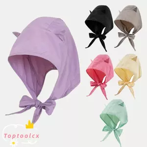 Mũ chui đầu dây đeo TOPTOOLCX, Mũ trùm đầu màu trơn ngộ nghĩnh, Mũ chống nắng bằng vải Polyester khô nhanh cho bé gái