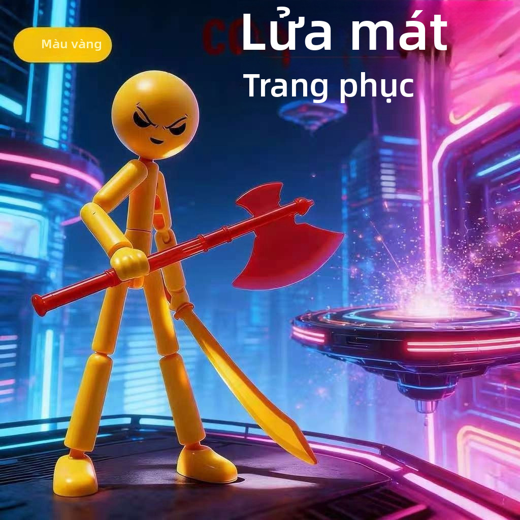 【🇻🇳Có sẵn kho】Matchstick Man DIY Đồ trang trí lắp ráp Trang trí 12cm Di chuyển được Joint Stickman Nhân vật hành động
