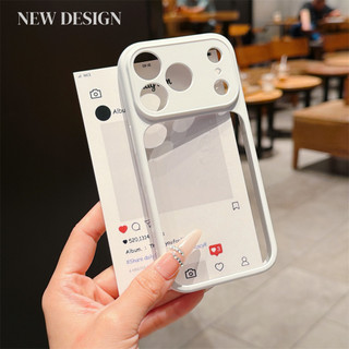 Sang Trọng Trong Suốt PC TPU Khung Ảnh Ốp Lưng Trong Suốt Cho iPhone 16 Plus Air 17 15 14 13 12 11 Pro Max Vỏ Giáp Chống Sốc